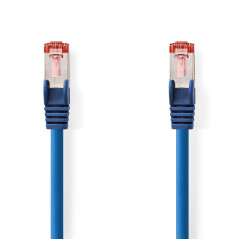 NEDIS Câble réseau catégorie 6 - Fiche RJ45 - Connecteur RJ45 - S/FTP - 10 m - Rond - LSZH - Bleu - Étiquette