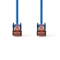 NEDIS Câble réseau catégorie 6 - Fiche RJ45 - Connecteur RJ45 - S/FTP - 10 m - Rond - LSZH - Bleu - Étiquette