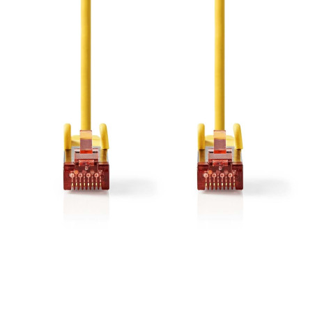 NEDIS Câble réseau CAT6 - Fiche RJ45 - Connecteur RJ45 - S/FTP - 2 m - Rond - LSZH - Jaune - Étiquette