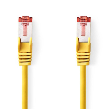 NEDIS Câble réseau CAT6 - Fiche RJ45 - Connecteur RJ45 - S/FTP - 2 m - Rond - LSZH - Jaune - Étiquette