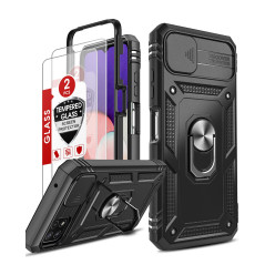 LeYi Coque pour Samsung Galaxy A22 5G avec 2 Verre Trempé, 360 Full Body Protection de la Caméra en PC Dur Anti-Chut Renforcée A