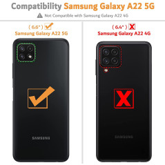LeYi Coque pour Samsung Galaxy A22 5G avec 2 Verre Trempé, 360 Full Body Protection de la Caméra en PC Dur Anti-Chut Renforcée A
