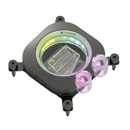 CORSAIR iCUE LINK XC7 RGB ELITE Waterblock pour Processeur - Chambre de Circulation du Flux Transparente - Compatible avec les s