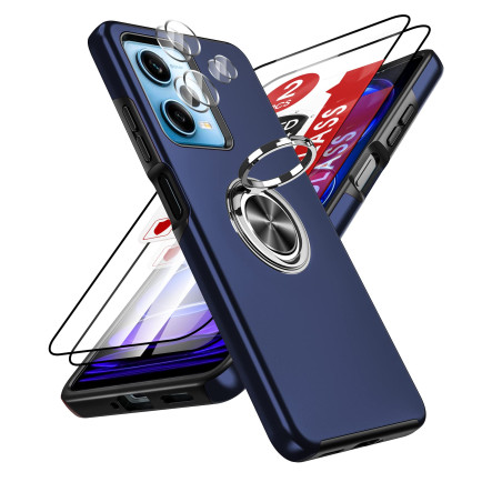 LeYi Coque pour Xiaomi Redmi Note 12 Pro 5G(Pas 4G)/ Poco X5 Pro 5G avec 2 Verre Trempé, 2 Protection Camera et Anneau Telephone