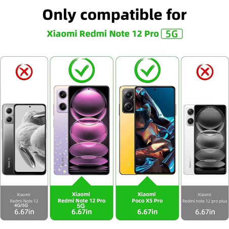 LeYi Coque pour Xiaomi Redmi Note 12 Pro 5G(Pas 4G)/ Poco X5 Pro 5G avec 2 Verre Trempé, 2 Protection Camera et Anneau Telephone