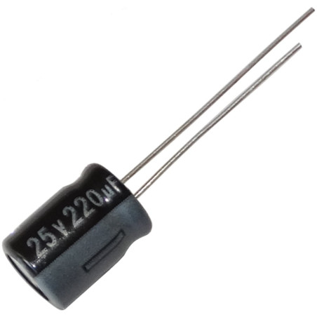 Aerzetix: 10x Condensateur électrolytique Chimique 220µF ± 20% 25V THT 105°C 2000h Ø8x12mm Radial
