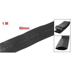sourcingmap Gaine thermorétractable 1 mètre de 50 mm de diamètre rapport 2:1 chaleur rétractable de recul Noir