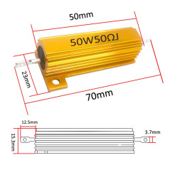 Mdurian 2 X Résistances 50W 50 Ohm 5% Aluminium Boîtier Résistances de Charge Châssis Monté Logement Plaque d'or Fil Enroulé