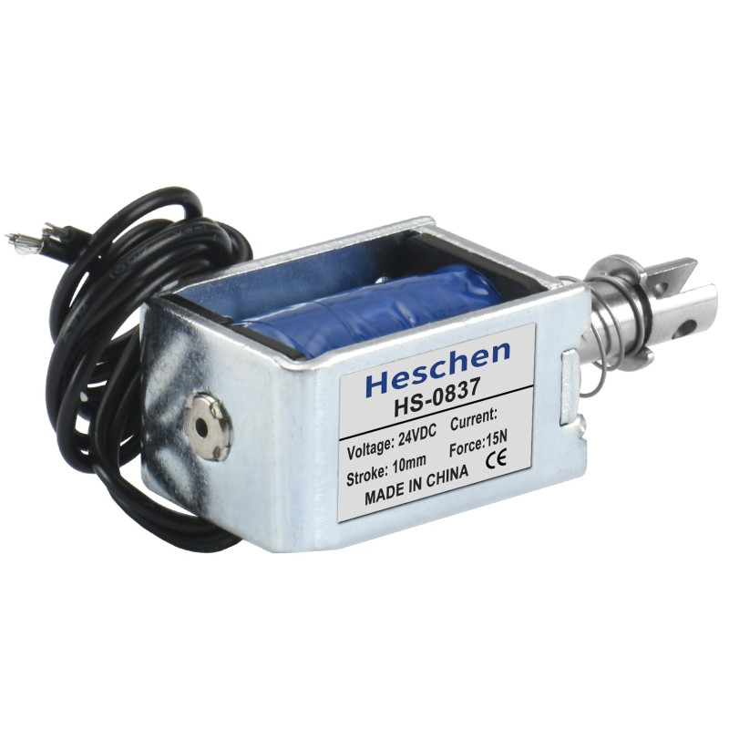 Heschen Électroaimant solénoïde HS-0837 DC24V 15N 10mm course Pull Type cadre ouvert Heschen Électroaimant solénoïde HS-0837 DC24V 15N 10mm course Pull Type cadre ouvert