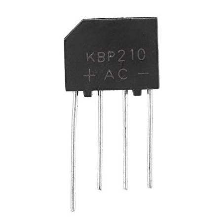 Garosa Pont de diode 1000V 2A d'avance de Pont de redresseur de Pont KBP210 Plat pour Le Circuit électronique(10 pièces)