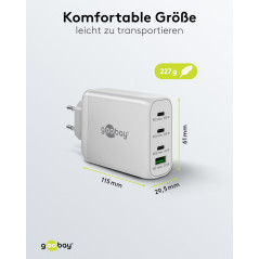 goobay Multiport Power Delivery Chargeur USB C 100 W/Bloc d'alimentation Compact Ultra Rapide pour 4 appareils/Port USB Quick Ch