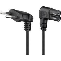 Goobay 97350 Câble d'alimentation prise EU type C coudé vers prise double Femelle type C7 coudé; 2,0 m; noir
