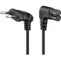 Goobay 97350 Câble d'alimentation prise EU type C coudé vers prise double Femelle type C7 coudé; 2,0 m; noir Goobay 97350 Câble d'alimentation prise EU type C coudé vers prise double Femelle type C7 coudé; 2,0 m; noir