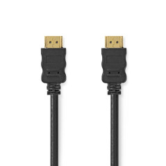 NEDIS Câble HDMI haute vitesse de 1,5 m avec Ethernet, plaqué or [noir]