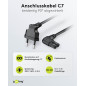 Goobay 97350 Câble d'alimentation prise EU type C coudé vers prise double Femelle type C7 coudé; 2,0 m; noir Goobay 97350 Câble d'alimentation prise EU type C coudé vers prise double Femelle type C7 coudé; 2,0 m; noir