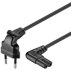 Goobay 97346 Câble d'alimentation prise EU type C coudé vers prise double Femelle type C7 coudé; 1,0 m; noir