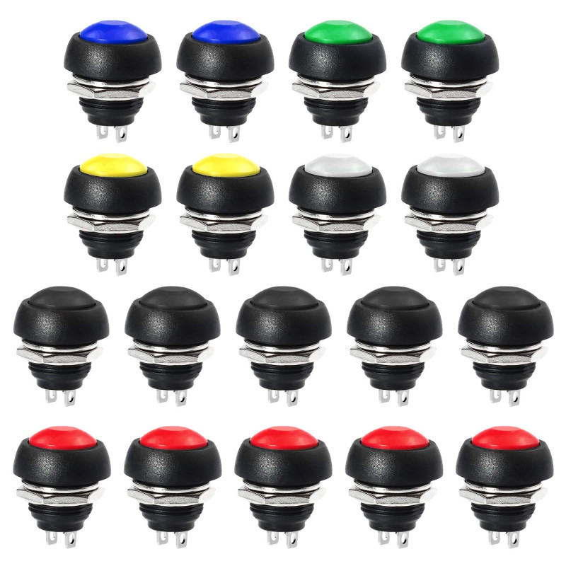 WayinTop 18 Pièces 12mm Boutons Poussoir de Réinitialisation Lockless Étanche Momentané Bouton Poussoir On-Off Push Button Switc WayinTop 18 Pièces 12mm Boutons Poussoir de Réinitialisation Lockless Étanche Momentané Bouton Poussoir On-Off Push Button Switc