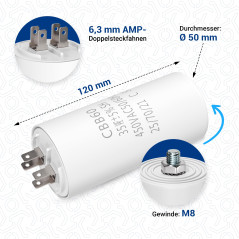 VIOKS Condensateur moteur CBB60 Elko 450 V 35 uf avec cosses enfichables et vis de fixation – Condensateur anti-brouilleur LED p