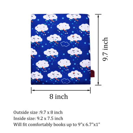 Lparkin Couverture protège-livre Motifs nuages, Tissu, Medium