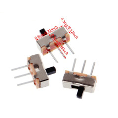 GUMEI 10 pièces 2 Positions Marche/arrêt SPDT 1P2T 3 Broches Panneau PCB Mini Interrupteur à glissière Vertical SS12D00G3