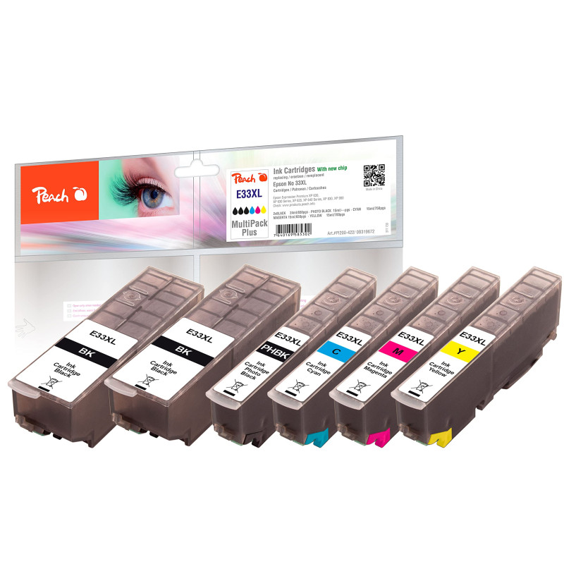 Peach Cartouche d'encre noir taille XL compatible avec imprimante Canon Multi-pack XL cyan, foto schwarz, gelb, magenta, schwarz Peach Cartouche d'encre noir taille XL compatible avec imprimante Canon Multi-pack XL cyan, foto schwarz, gelb, magenta, schwarz