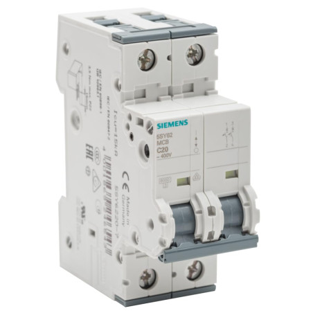 SIEMENS - Disjoncteur électrique bipolaire 20 A courbe C pour parafoudre