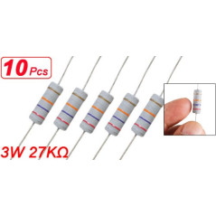 sourcing map 3 W 500 V 27K Ohm Metal Oxide Film résistances Multicolore 10 pièces