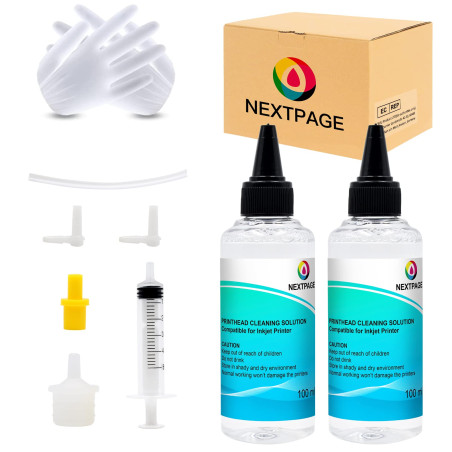 Nextpage Kit de nettoyage de tête d'impression - 100 ml - 2 nettoyeurs de tête d'impression - Pour toutes les imprimantes à jet