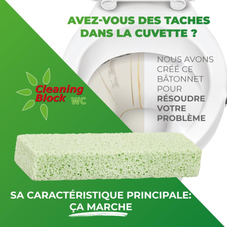 Cleaning Block WC 1008EI - Élimine efficacement les Taches de Calcaire, le Tartre et toute Saleté Incrustée sur Toilettes, Lavab