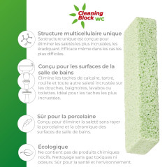 Cleaning Block WC 1008EI - Élimine efficacement les Taches de Calcaire, le Tartre et toute Saleté Incrustée sur Toilettes, Lavab