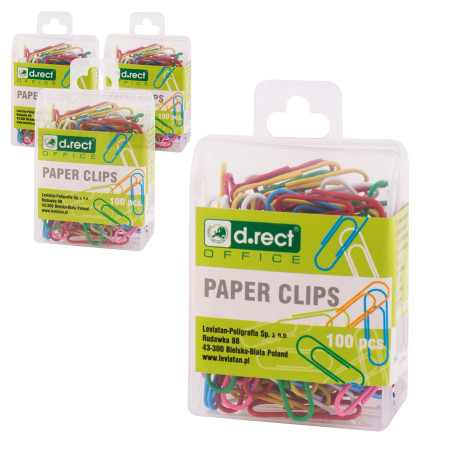 D.RECT Trombones en Plastique 28 mm, 12 Paquets (100 Pièces Chacun)
