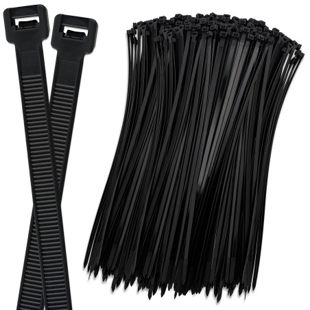 ISOLATECH Lot de 100 colliers de serrage noirs 250mm x 4,8mm en nylon, résistants à la chaleur et aux UV, haute résistance à la 