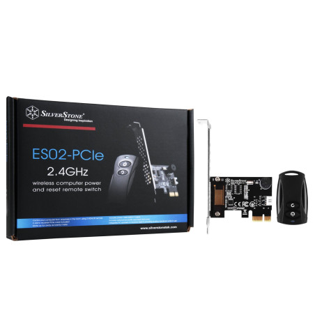 SilverStone SST-ES02-PCIe - Télecommande sans-fil 2.4G pour allumer/redémarrer l'ordinateur, Le haut-parleur PC intégré, PCIe