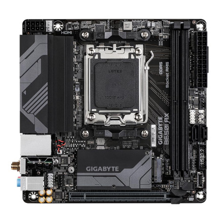 GIGABYTE B650I AX Carte mère - AMD Ryzen série 9000, VRM 5+2+1 Phases, jusqu'à 6400 MHz DDR5 (OC), 1xPCIe 4.0 M.2, LAN 2,5 GbE,