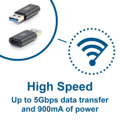 C2G Adaptateur USB C Femelle vers USB A mâle SuperSpeed USB 5 Gbit/s, Compatible avec Smartphones, tablettes et Ordinateurs Port