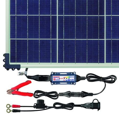 OptiMate TecMate Solar + 80W Solar Panel, TM-523-8, Chargeur-Mainteneur-Récupérateur de Batterie Solaire étanche 12 V 6.66 A en 