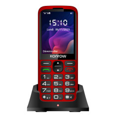 Konrow Senior 280 Next 4G (2.8'' - Double Sim - avec Station de Charge) Rouge