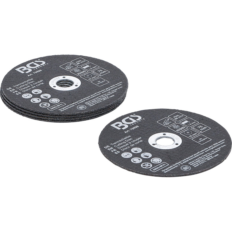 BGS 70998 | Jeu de disques à couper | pour acier inoxydable | Ø 75 x 1,0 x 10 mm | 5 pièces