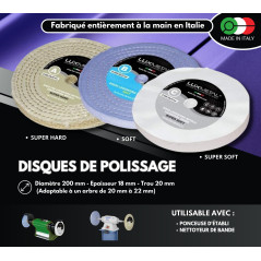 Lux Metal - Kit 3 Disques de Polissage de 200 mm et 3 Pâtes Abrasives de 350 gr - Parfaits pour polir des métaux tels que l'alum