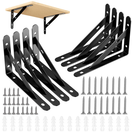Avesteir 8 Pièces 150 X 95mm Equerre Etagere Murale, Équerre Étagère, Equerres pour Etagères Murales, Support Triangulaire, Sépa