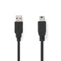 NEDIS Câble USB - USB 2.0 - Fiche USB-A - Fiche USB Mini-B 5 broches - 480 Mbps - Nickelé - 3 m - Rond - PVC - Noir - Étiquette NEDIS Câble USB - USB 2.0 - Fiche USB-A - Fiche USB Mini-B 5 broches - 480 Mbps - Nickelé - 3 m - Rond - PVC - Noir - Étiquette