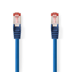 NEDIS Câble réseau CAT6 - Fiche RJ45 - Connecteur RJ45 - S/FTP - 0,25 m - Rond - LSZH - Bleu - Étiquette