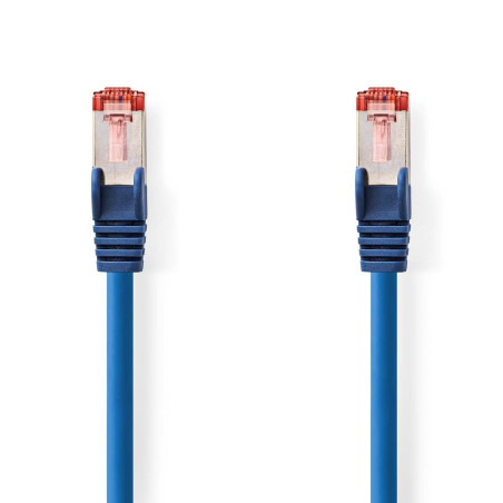 NEDIS Câble réseau CAT6 - Fiche RJ45 - Connecteur RJ45 - S/FTP - 0,25 m - Rond - LSZH - Bleu - Étiquette