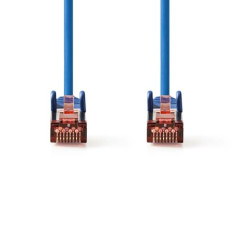 NEDIS Câble réseau CAT6 - Fiche RJ45 - Connecteur RJ45 - S/FTP - 0,25 m - Rond - LSZH - Bleu - Étiquette