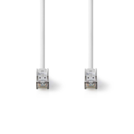 NEDIS Câble réseau catégorie 8.1 - S/FTP - Connecteur RJ45 - Connecteur RJ45-1 m - Rond - LSZH - Blanc - Étiquette
