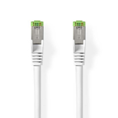 NEDIS Câble réseau catégorie 8.1 - S/FTP - Connecteur RJ45 - Connecteur RJ45-1 m - Rond - LSZH - Blanc - Étiquette