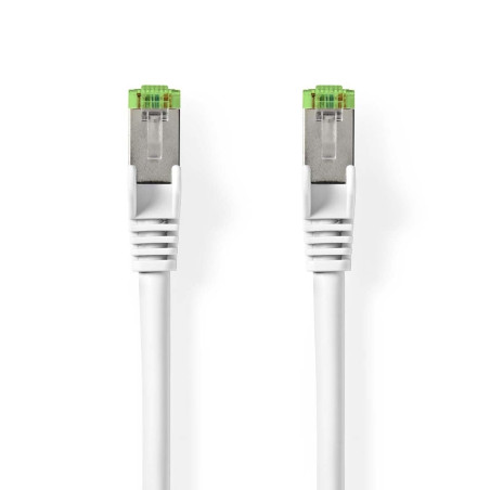 NEDIS Câble réseau catégorie 8.1 - S/FTP - Connecteur RJ45 - Connecteur RJ45-1 m - Rond - LSZH - Blanc - Étiquette