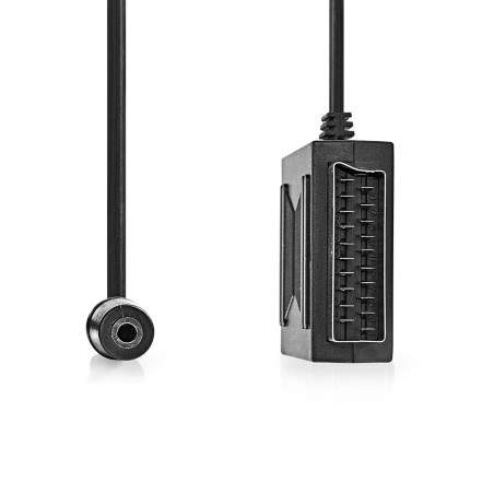 NEDIS Câble péritel - Fiche péritel - Fiche péritel femelle / 3,5 mm femelle - Nickelé - 480p - 0,20 m - Rond - PVC - Noir - Boî