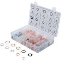 BGS 85225 | Assortiment de joints d’étanchéité | cuivre, aluminium, nylon | 250 pièces