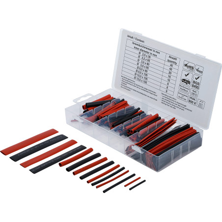 BGS 9404 | Assortiment de gaines rétractables | rouges/noires | 150 pièces
